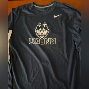 Nike UConn Huskies Dark Blue Long Sleeve Shirt DryFit XL Like New